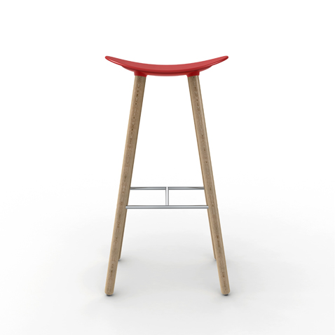 Taburete Coma Wood Enea Design 2016 alto asiento rojo
