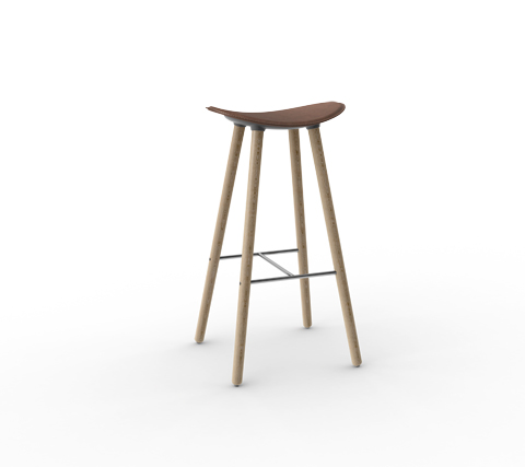 Barstool Coma Wood Enea Design 2016 nordic style lether seat 